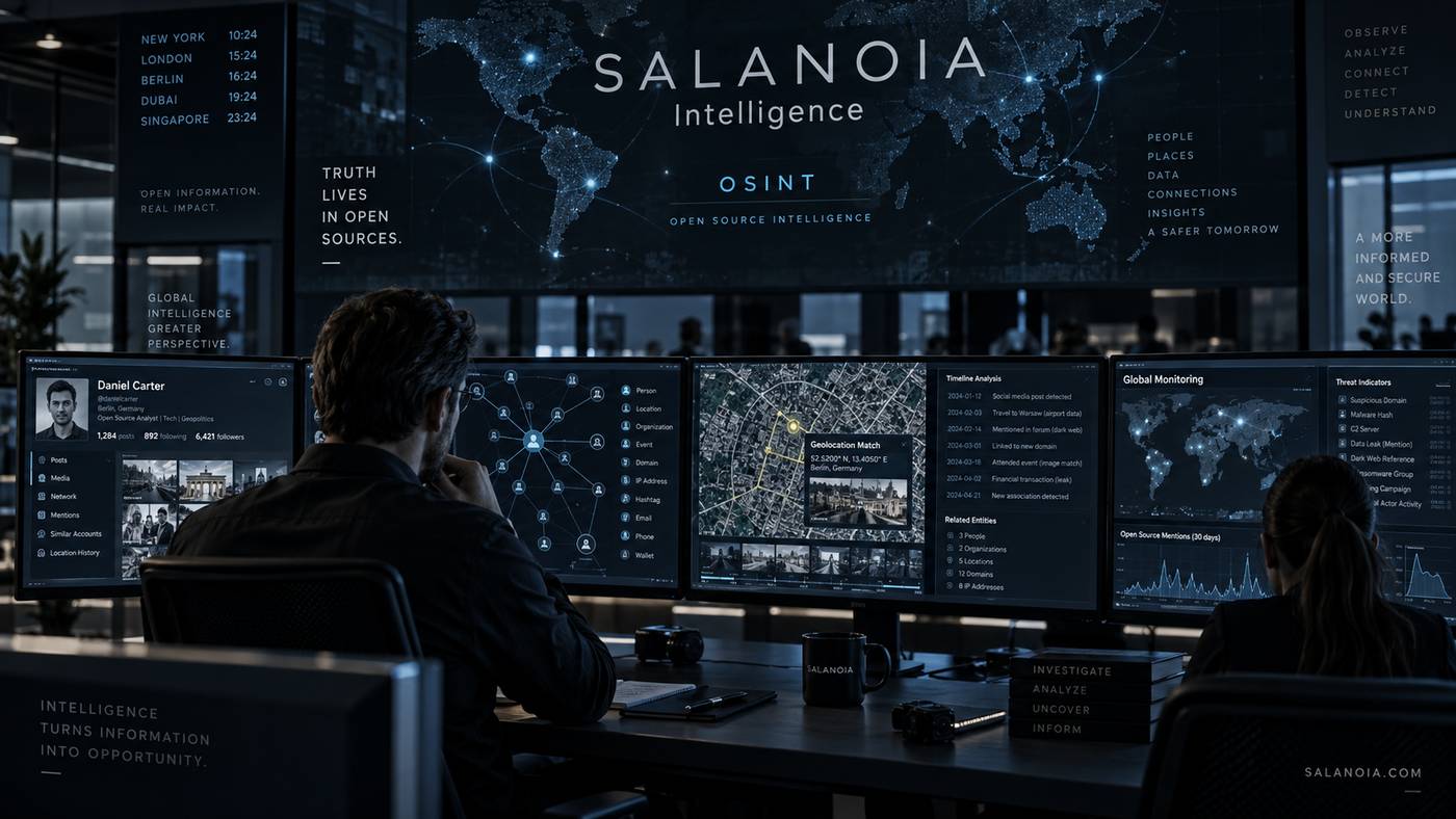 Časová os aktivít, geolokácia a rizikové indikátory v platforme Salanoia